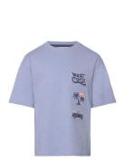 T-Shirt .-- Rustic Tops T-shirts Long-sleeved T-Skjorte Blue Mango