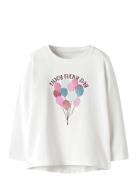 Nmfvix Ls Top Tops T-shirts Long-sleeved T-Skjorte White Name It