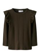 Nmfjulia Ls Slim Top Noos Tops T-shirts Long-sleeved T-Skjorte Brown N...