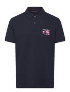Hilfiger Flag Reg Polo Tops Polos Short-sleeved Black Tommy Hilfiger