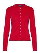 Stretch Mesh Cotton Crewneck Cardigan Tops Knitwear Cardigans Red Polo...