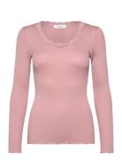 Rwbabette Ls U-Neck Lace T-Shirt Tops T-shirts & Tops Long-sleeved Pin...