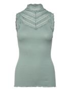 Rwbenita Sl Turtleneck Lace Top Tops T-shirts & Tops Sleeveless Green ...