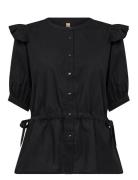 Sc-Caliste Tops Shirts Short-sleeved Black Soyaconcept