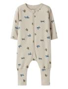 Nbmnightsuit Zip Ff Airplane Noos Pyjamas Sie Jumpsuit Beige Name It