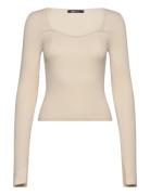 Rib Knitted Top Tops T-shirts & Tops Long-sleeved Beige Gina Tricot