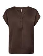 Sc-Thilde Tops Blouses Short-sleeved Brown Soyaconcept