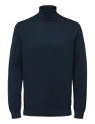 Slhberg Roll Neck Noos Tops Knitwear Turtlenecks Navy Selected