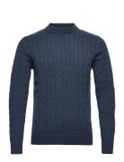 Slhryan Structure Crew Neck Tops Knitwear Round Necks Blue Selected