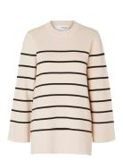 Slfliva Ls Long Knit O-Neck Noos Tops Knitwear Jumpers Cream Selected
