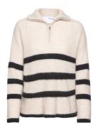 Slfmaline Ls Knit Half Zip Noos Tops Knitwear Jumpers Beige Selected