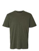 Slhaspen Slub Ss O-Neck Tee Noos Tops T-Kortærmet Skjorte Green Select...