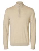 Slhtray Ls Knit Merino Half Zip Noos Tops Knitwear Half Zip Jumpers Be...