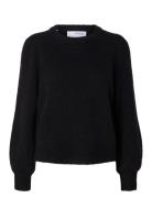 Slflulu Ls Knit Rib O-Neck Noos Tops Knitwear Jumpers Black Selected