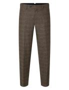 Slhslim-Reed Wool Trs Noos Bottoms Trousers Formal Brown Selected