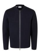 Slhmike Ls Knit Baseball Zip Cardigan Tops Knitwear Cardigans Navy Sel...