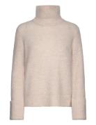 Slfsia Ras Ls Knit High Neck Tops Knitwear Turtleneck Cream Selected