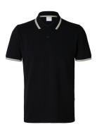 Slhslim-Atlas Sport Ss Polo Tops Polos Short-sleeved Black Selected