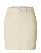 Slfuna Hw Short Denim Skirt Skirts Short Skirts Cream Selected