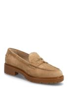 Marli Suede Penny Loafer Shoes Flat Loafers Brown Lauren Ralph Lauren
