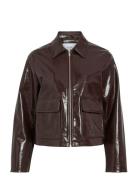 Vijenora L/S Zip Short Jacket Læderjakke Skindjakke Brown Vila