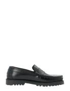 Biagreg Penny Loafer Polido Loafers Flade Sko Black Bianco