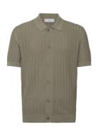 100% Cotton Shirt Structure Tops Polos Short-sleeved Khaki Green Mango