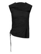 Knot Top Black Crinkle-42 Tops T-shirts & Tops Sleeveless Black Hope