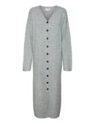 Awninna Ls V-Neck 7/8 Knit Dress Knælang Kjole Grey Vero Moda