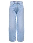 Onlfrankie Hw Ank Barrel Dnm Dot007 Bottoms Jeans Wide Blue ONLY