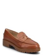 Marli Calfskin Penny Loafer Shoes Flat Loafers Beige Lauren Ralph Laur...