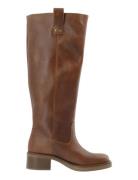 Biamary Knee High Pull On Boot Pull Up Leather Lange Støvler Brown Bia...