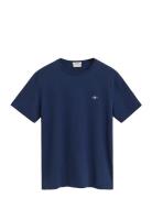 Reg Shield Ss T-Shirt Tops T-Kortærmet Skjorte Blue GANT