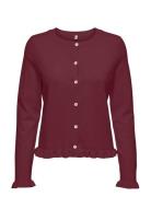 Onlcinderel Ls Frill Cardigan Ex Knt Tops Knitwear Cardigans Burgundy ...