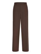 Wool Crepe Relaxed Straight Pant Bottoms Trousers Straight Leg Brown P...