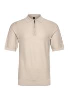 Kancello Tops Knitwear Short Sleeve Knitted Polos Cream BOSS