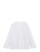 Pocket Cotton T-Shirt Tops T-shirts Long-sleeved T-Skjorte White Mango