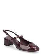 Patent Leather-Effect Block-Heel Shoes Shoes Sling Backs Heeled Slingb...