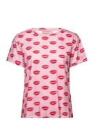 Lips T-Shirt Tops T-shirts & Tops Short-sleeved Pink Hunkøn