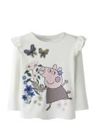 Nmfanna Peppa Ls Top Box Cplg Tops T-shirts Long-sleeved T-Skjorte Whi...