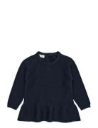 Knitted Pullover W. Frill Tops Knitwear Pullovers Navy Copenhagen Colo...