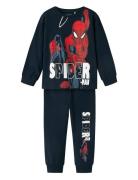 Nmmalfred Spider Ls Nightset Noos Mar Pyjamassæt Blue Name It