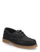 Ollie Boat Shoe - Black Nubuck/Hair Sejlersko Sko Black Garment Projec...
