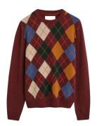 Argyle C-Neck Tops Knitwear Round Necks Red GANT