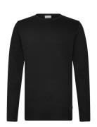 Basic O-Neck Tee L/S Tops T-Langærmet Skjorte Black Lindbergh