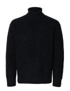 Slhland Ls Knit Relaxed Roll Neck Tops Knitwear Turtlenecks Black Sele...