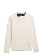 Basic Crewneck Knit Tops Knitwear Round Necks Cream Tom Tailor