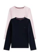 2 Pk Ls Tee Tops T-shirts Long-sleeved T-Skjorte Navy Tommy Hilfiger