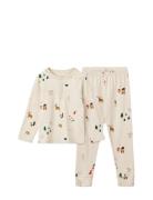 Wilhelm Printed Pyjamas Set Pyjamassæt Cream Liewood