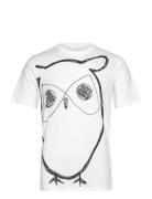 Big Owl Print Tee - Gots/Vegan Tops T-Kortærmet Skjorte White Knowledg...